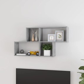 betonszürke szerelt fa fali polc 100 x 18 x 53 cm