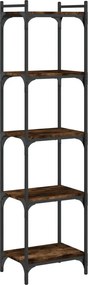 vidaXL 5 szintes füstös tölgy szerelt fa könyvespolc 40 x 30 x 154 cm