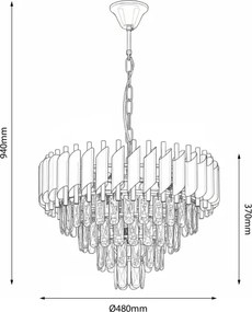 Brilagi - Láncos csillár ECLIPSE 7xE14/10W/230V átm. 48 cm ezüstszínű