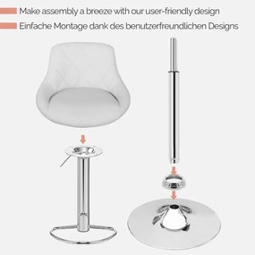 MIADOMODO Bárszék 2 db karfa nélkül fehér