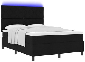 Rugós ágy matraccal és LED világítással fekete színben, 160 x 200 cm