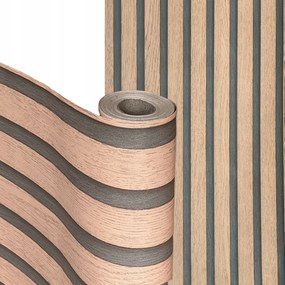 Öntapadós tapéta 3D lamellák Bronz Fa 10m Falpanelek Furnér Dekoráció