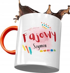 Narancssárga bögre Simon Simek Kollégáknak, fényképes nyomtatással