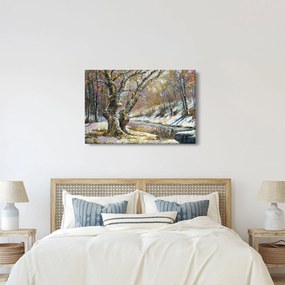 Egy festett téli táj képe (90x60 cm)