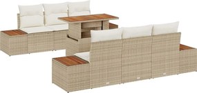 vidaXL Kert étkező szett párnával 7 pcs Beige és krém