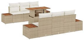 vidaXL Kert étkező szett párnával 7 pcs Beige és krém