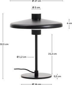 Fekete asztali lámpa fém búrával (magasság 32,5 cm) Nuvira – Kave Home