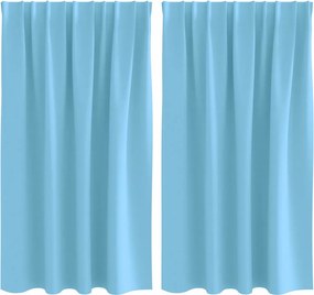 vidaXL Fekete Függöny Gyűrűkkel 2 pcs Világoskék 140 x 140 cm