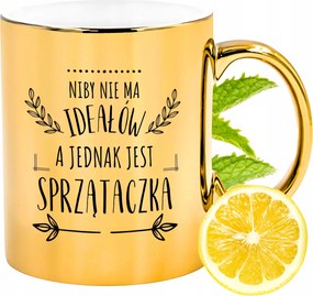 Prémium Arany Csillogó Bögre Takarítónőnek Ajándék Nyomtatott Fotóval