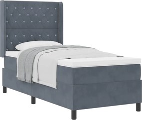 vidaXL Boxrugós ágy matracmal Sötétszürke 90 x 190 cm Bársony