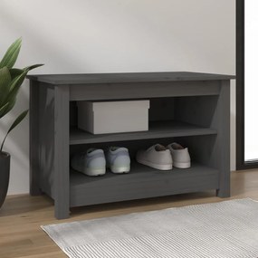 szürke tömör fenyőfa cipőtároló pad 70x38x45,5 cm