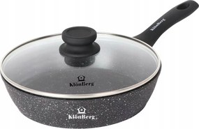 Fekete Márvány Bevonatos Serpenyő Fedővel, Non-stick, 24CM, Klonberg Premium