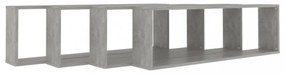 4 db betonszürke szerelt fa fali polc 100 x 15 x 30 cm