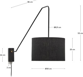 Fekete fali lámpa ø 25 cm Jex – Kave Home