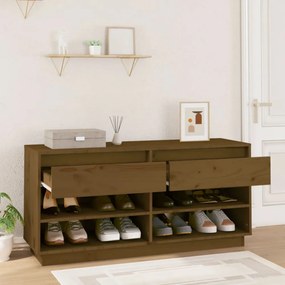 mézbarna tömör fenyőfa cipőszekrény 110 x 34 x 52 cm