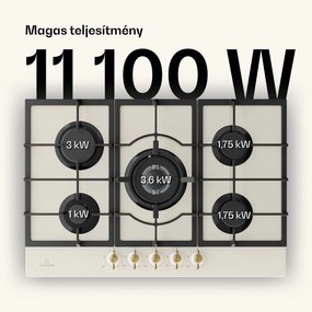 Klarstein Victoria 5, gázfőzőlap, 5 Sabaf égők, üvegkerámia, retró külső