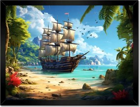 Poszterek keretben 40x30 Hajó a paradicsomi szigeten