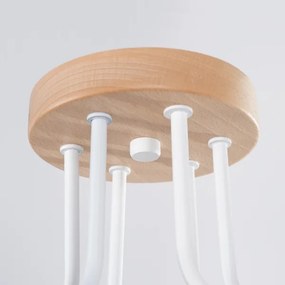 Sollux SL.1666 - Felületre szerelhető csillár TIMBO 6xE27/15W/230V fehér/bézs/bükkfa