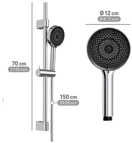 Ezüstszínű rozsdamentes acél zuhanyszett kézi tussal-tolható tartóval 70 cm Softwater – Wenko