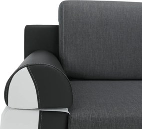 Kanapé, textilbőr fehér+szürke/szürke szövet, KARDYN