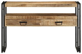 Fekete Asztalok 120x33x75 cm Tömör Mangófából és Fémből