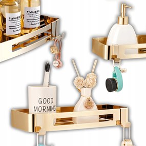 Delvant Fürdőszobai Polc Fém Zuhany Lógó Fali Loft Arany