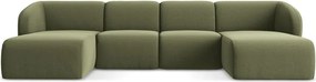 Zöld bársony sarokkanapé (U alakú) Lani – Makamii