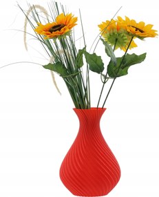 Váza, flakon művirágokhoz 3D piros magas 16cm dekoratív műanyag