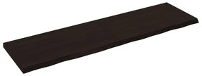 sötétbarna kezelt tömör tölgyfa fali polc 220 x 60 x (2-6) cm