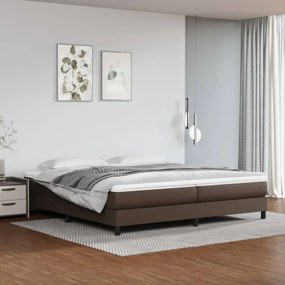 Barna műbőr rugós ágy matraccal 200 x 200 cm