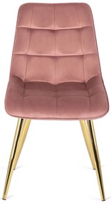 Rózsaszín Bársony Étkezőszék Arany Lábbal. CARO