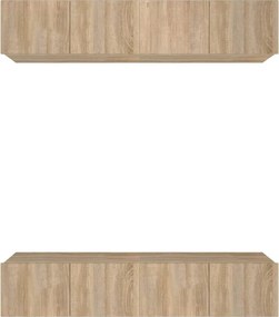 vidaXL 4 db sonoma-tölgy színű szerelt fa TV-szekrény 80 x 30 x 30 cm