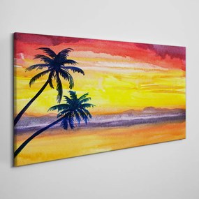 Vászonkép Naplemente pálmafák