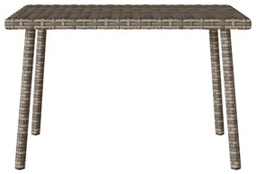 téglalap szürke polyrattan kerti dohányzóasztal 60x40x37cm