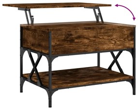 vidaXL füstös tölgy szerelt fa és fém dohányzóasztal 70 x 50 x 50 cm