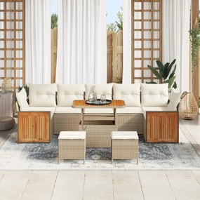 Kerti Kanapé Szett 10 pcs Bézs 90 x 55 x 71 cm polirattan