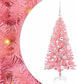 vidaXL Karácsonyfa 150 LED-del állvánnyal Rózsaszín 120 cm PVC