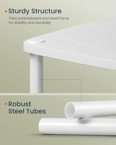 Éjjeliszekrény, asztal 3 tárolópolccal, szövetkosárral, fehér