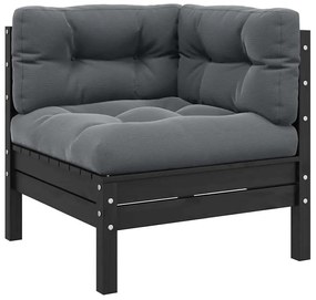 vidaXL kétszemélyes szürke tömör fenyőfa kerti kanapé párnákkal