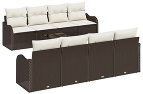 Kerti Kanapé Szett 9 pcs Barna 55 x 55 x 37 cm Poli rattan