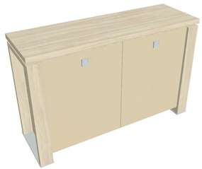 Verno+ alacsony szekrény 140 x 46 x 90 cm, üvegajtó, akác / vanília