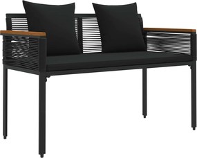 vidaXL Kerti pad párnával Fekete 117 x 54 x 74.5 cm polirattan