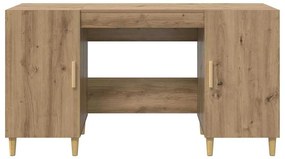 vidaXL Asztal polcokkal ajtóval Artisan tölgy 140 x 50 x 75 cm Faanyag