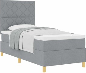 vidaXL Boxrugós ágy matracmal Világosszürke 100 x 200 cm szövet