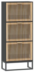 fekete szerelt fa cipősszekrény 52x25x120 cm