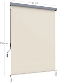Oldalsó terasznapellenző, belátásgátló, bézs, 280 g/m² 140 x 250 cm