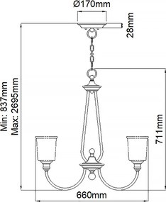 Elstead Lighting WAVERLY KL-WAVERLY5-NBR Csillár 3x60W/E27