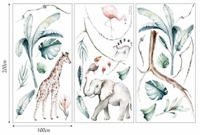 Gario Falmatrica gyerekeknek Savanna - elefánt, zsiráf és más állatok Méret: 300 x 200 cm