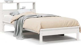 vidaXL fehér tömör fenyőfa könyvespolcos ágy matrac nélkül 75 x 190 cm