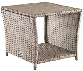 Casaria® Vedis rattan asztal 45x45x40 cm - krém